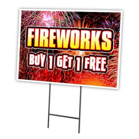 Signmission Fireworks Buy 1get1 Fr Yard & Stake outdoor plastic coroplast window, C-1216-Fireworks Buy 1Get1 Fr C-1216-DS-Fireworks Buy 1Get1 Fr